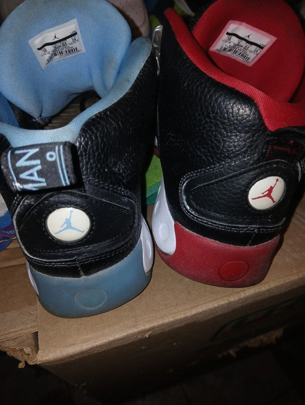 Jordan Jumpman Mens Basketball Sneakers - Black with Red & Light Blue Accents